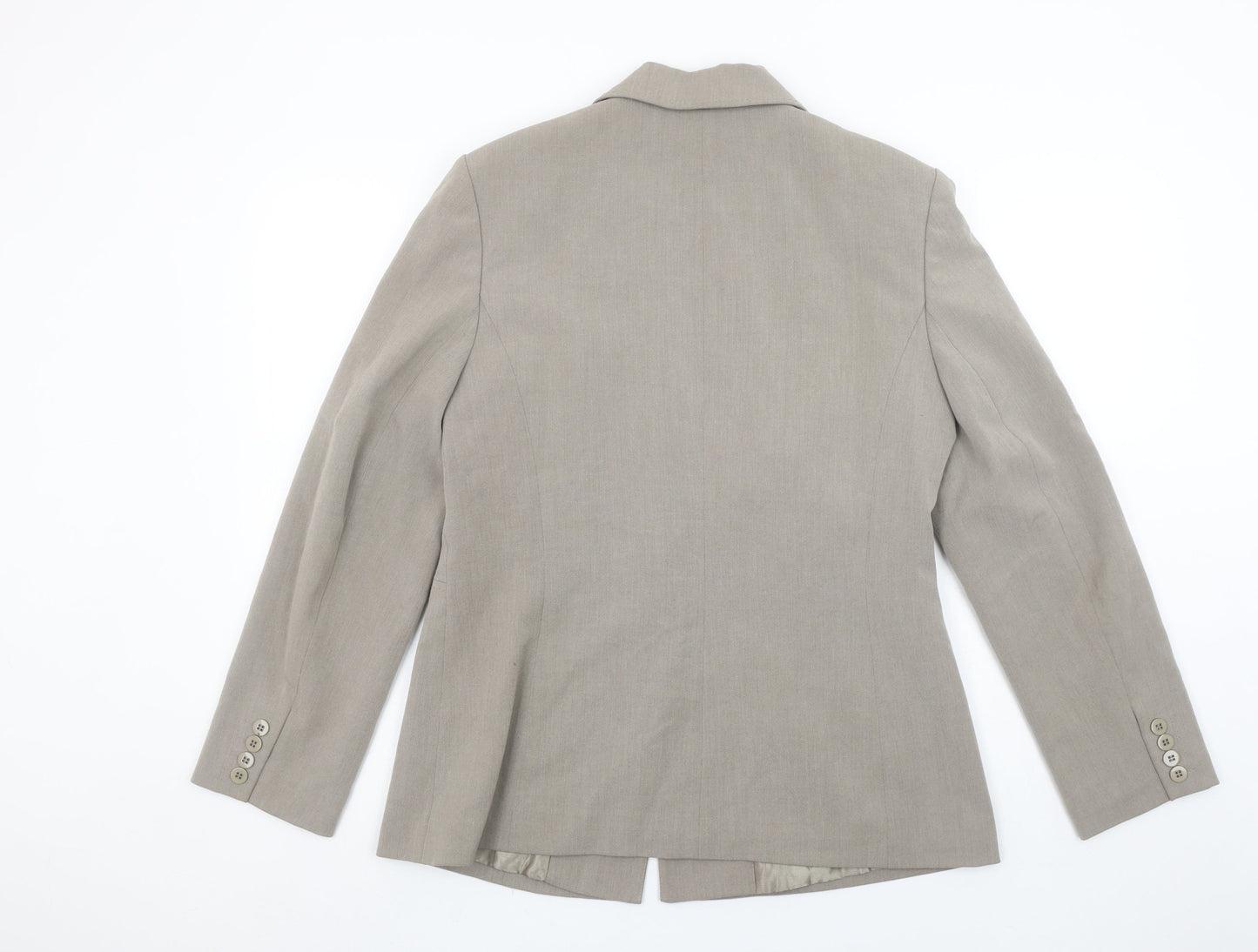 BHS Women Beige Size 14 Classic Two-Button Blazer Jacket