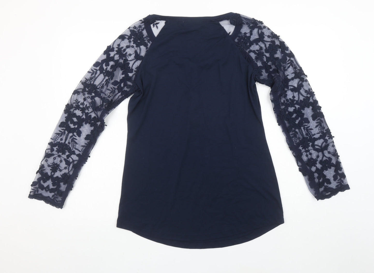 Linea Tesini Women's Blue Lace Sleeve Button-Up Tunic Top Size 12