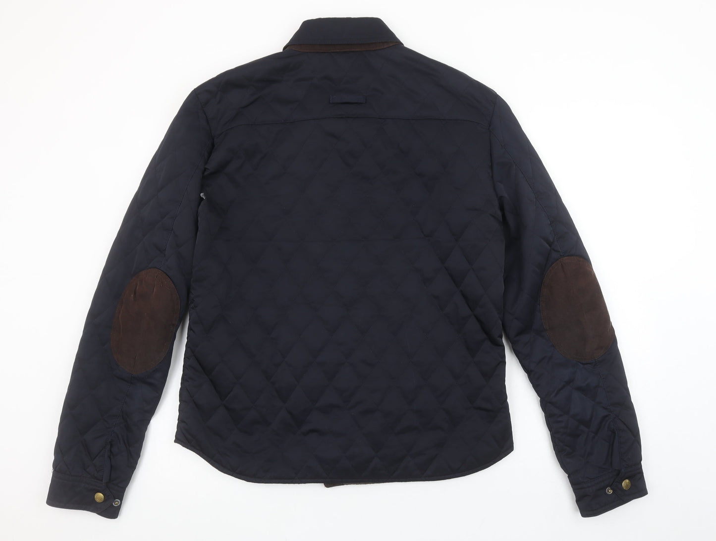 Zara Man Men's Blue Quilted Button Jacket L 42in Polyester Nylon