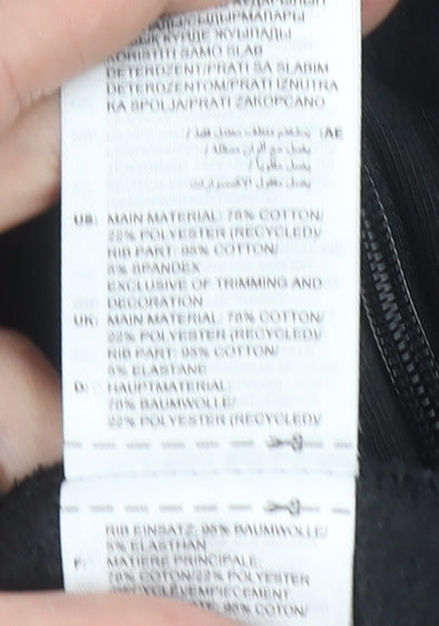 Adidas Boys Black Full Zip Hoodie 12 Years Cotton Blend