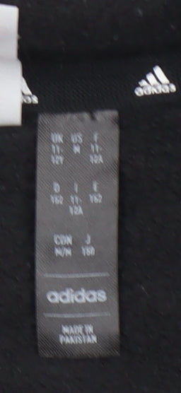 Adidas Boys Black Full Zip Hoodie 12 Years Cotton Blend