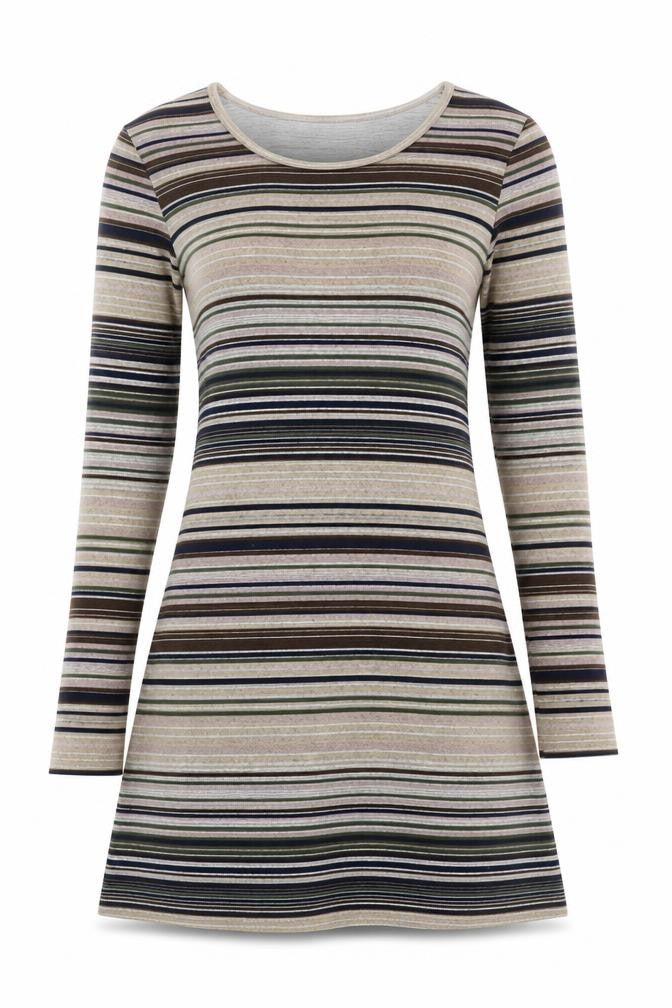 Apricot Women's Multicoloured Striped Knit A-Line Dress UK 10 Long Sleeve