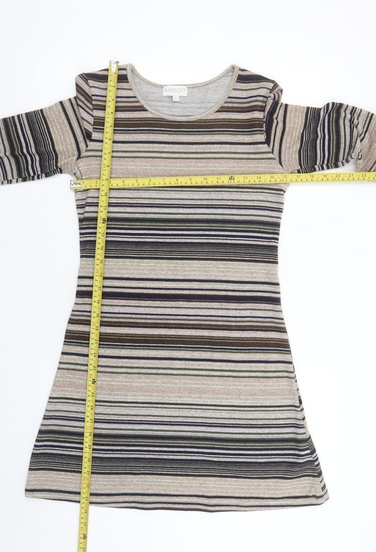 Apricot Women's Multicoloured Striped Knit A-Line Dress UK 10 Long Sleeve