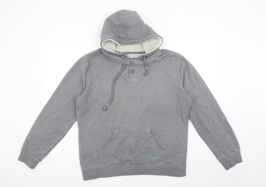 Saltrock Women Grey Henley Hoodie Size 14 with Kangaroo Pocket