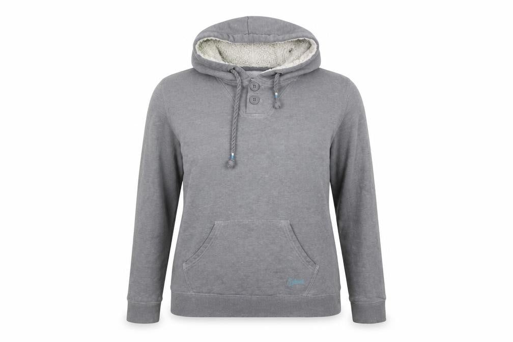 Saltrock Women Grey Henley Hoodie Size 14 with Kangaroo Pocket