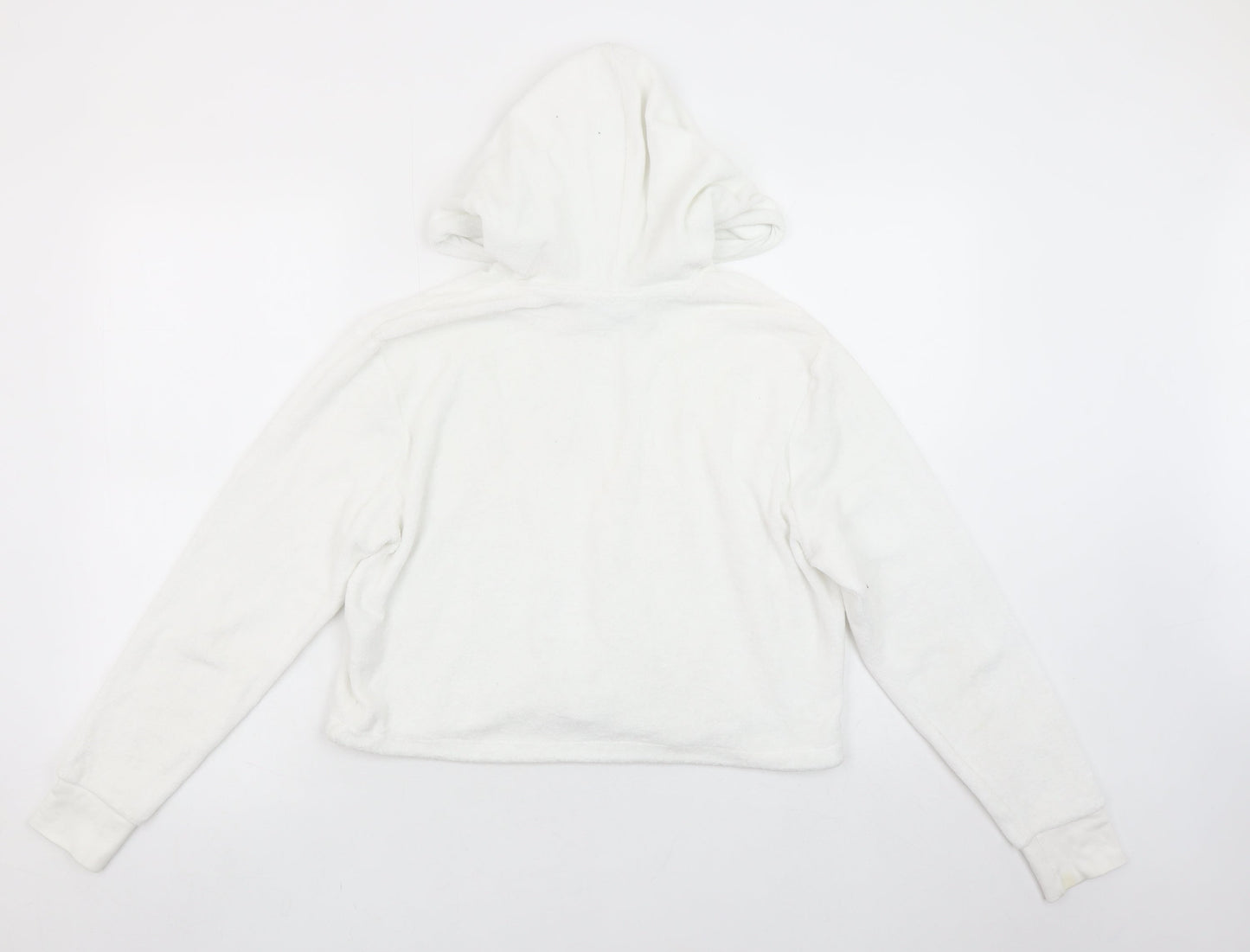 FILA Women White Small Pullover Hoodie Cotton Blend Casual