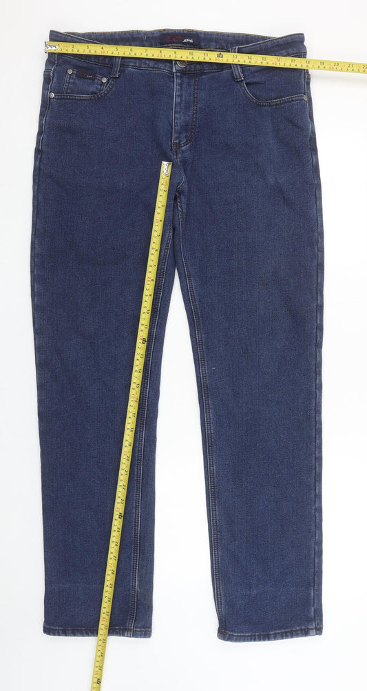 LUS Jeans Men Blue Straight Fit Denim 37W 33L Casual Regular