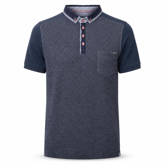 Bewley & Ritch Men's Blue Geometric Short Sleeve Cotton Polo Shirt Size L
