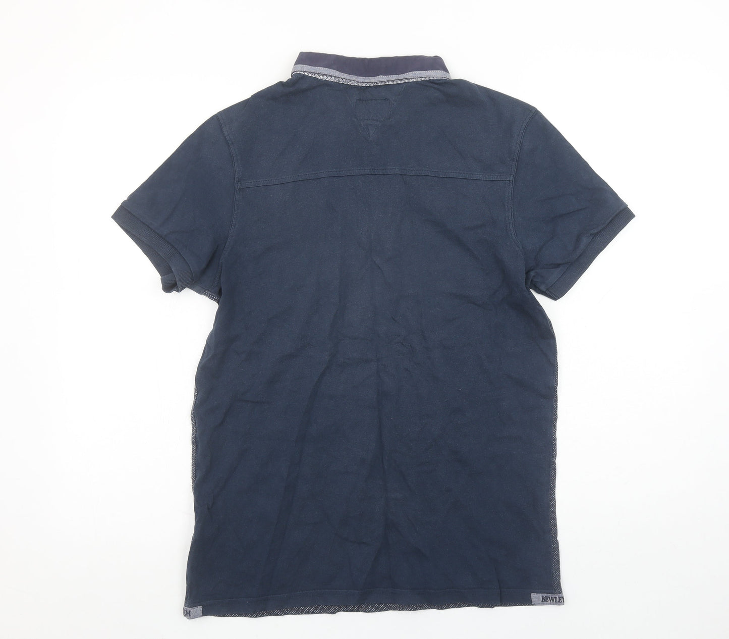 Bewley & Ritch Men's Blue Geometric Short Sleeve Cotton Polo Shirt Size L