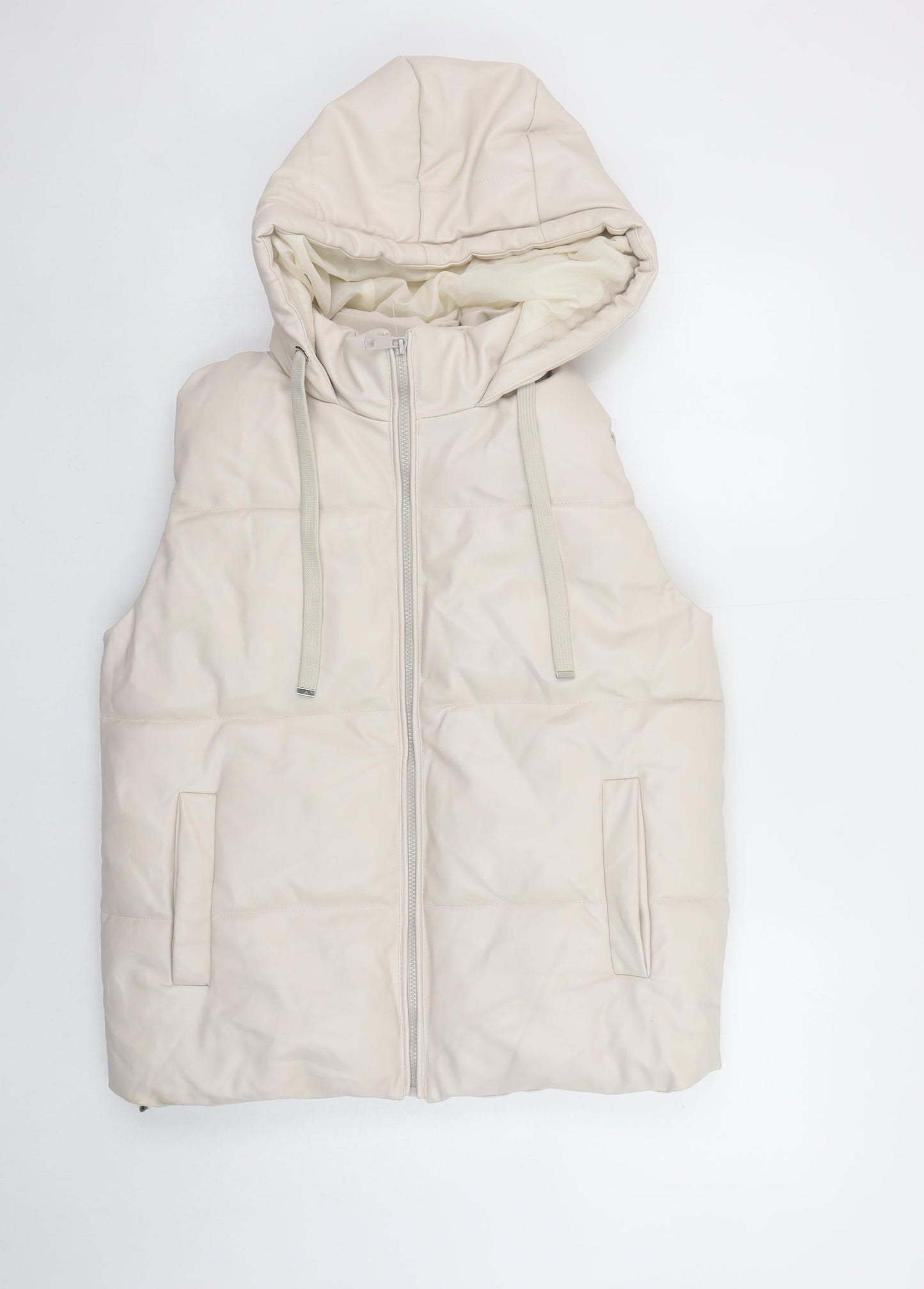 Venessa Rucci Womens Ivory Hooded Puffer Waistcoat XL