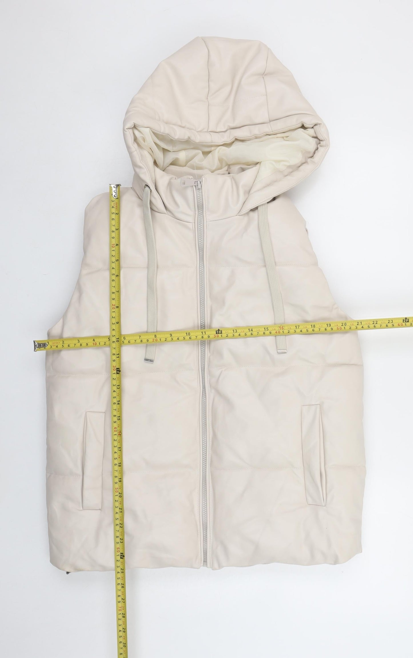 Venessa Rucci Womens Ivory Hooded Puffer Waistcoat XL
