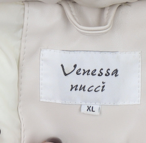 Venessa Rucci Womens Ivory Hooded Puffer Waistcoat XL
