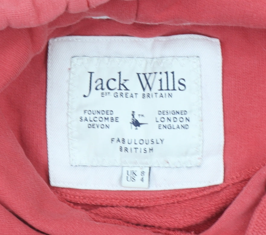 Womens UK 8 Regular Jack Wills Pink Pullover Hoodie