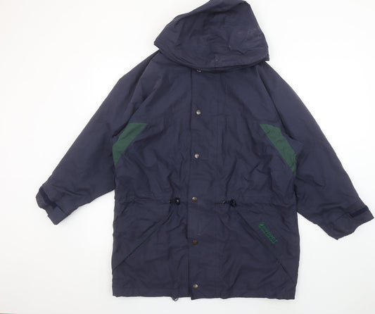 Bradsport Men's Blue Hooded Parka Jacket Size S Outdoor Water Resistant