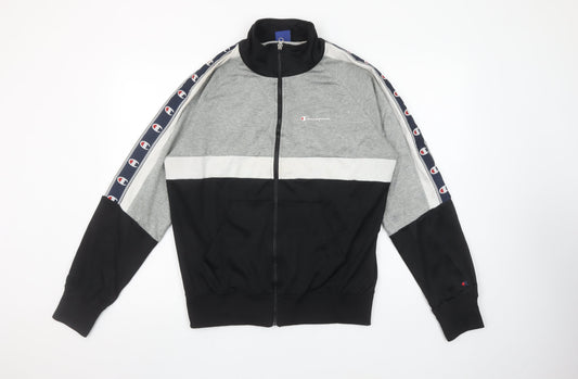 Champion Men’s Black Grey White Full Zip Sweatshirt Medium