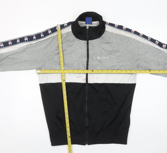 Champion Men’s Black Grey White Full Zip Sweatshirt Medium