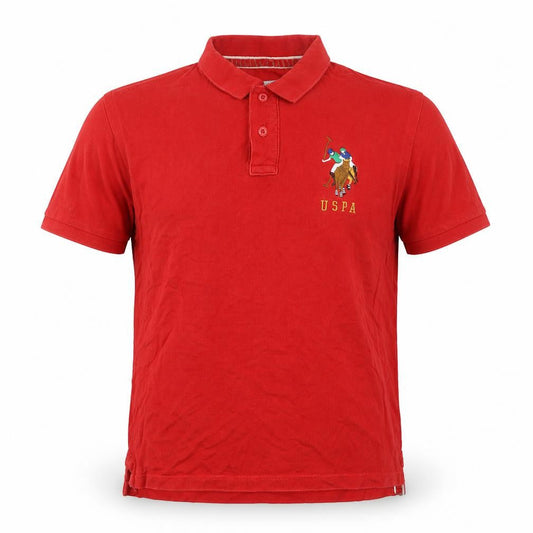 U.S. Polo Assn. Men's Red Cotton Embroidered Polo Shirt L