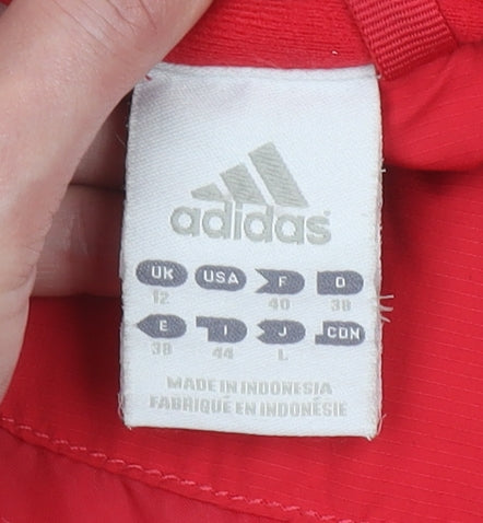 Adidas Women's Red Puffer Jacket Size 12 Quilted Zip Winter Coat