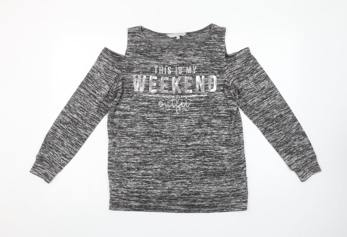Red Herring Women's Grey Cold Shoulder Weekend T-Shirt Size 10