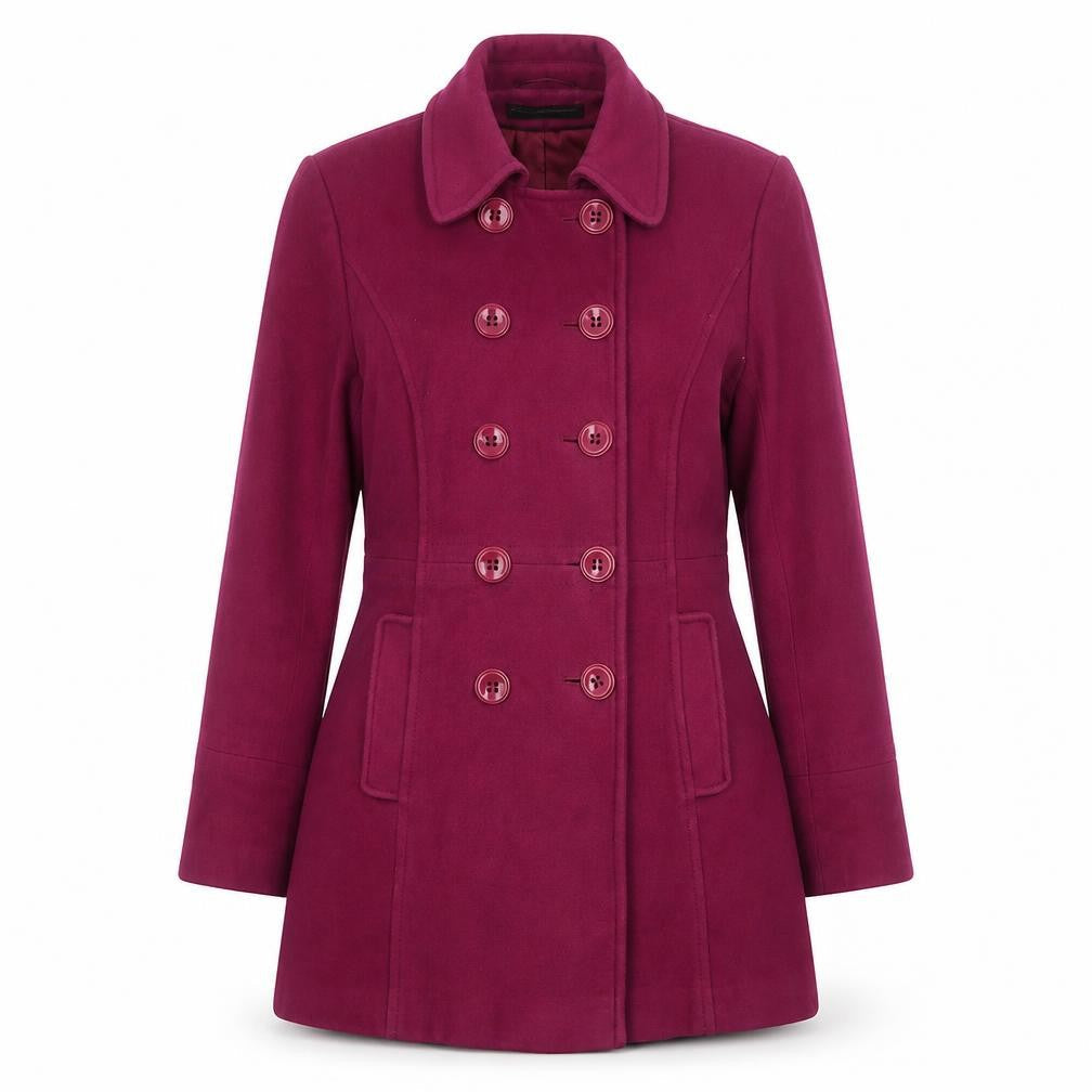 BHS Womens Pink Wool Blend Pea Coat Size 12 Mid-Length Winter