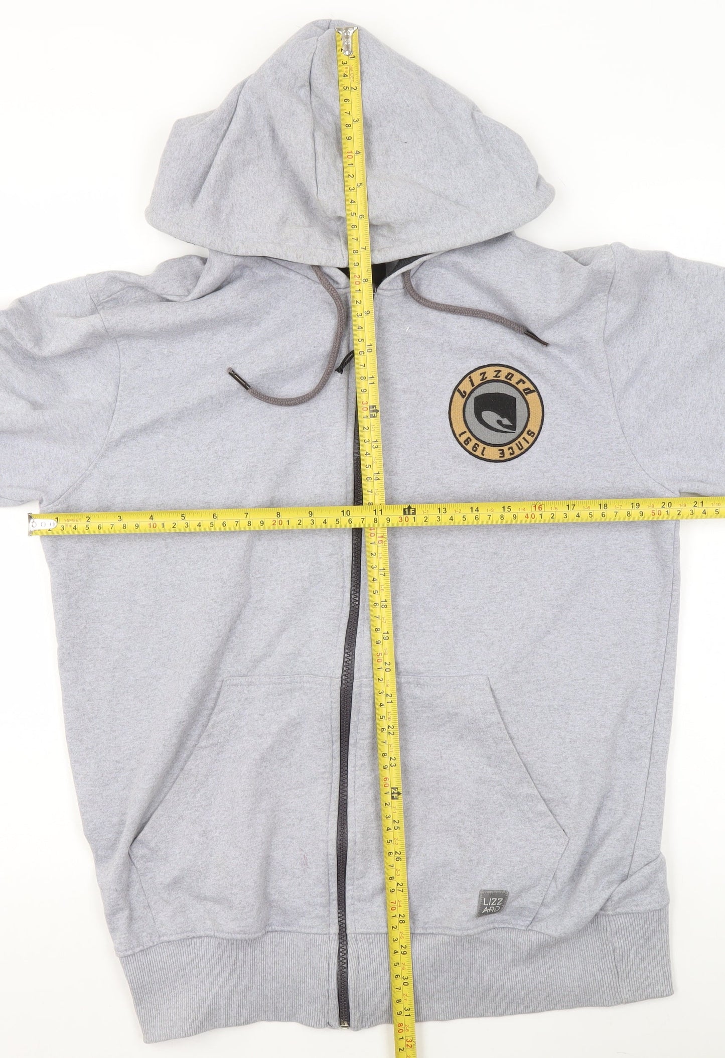 Lizzard Men's Grey Small Full Zip Hooded Activewear Jacket