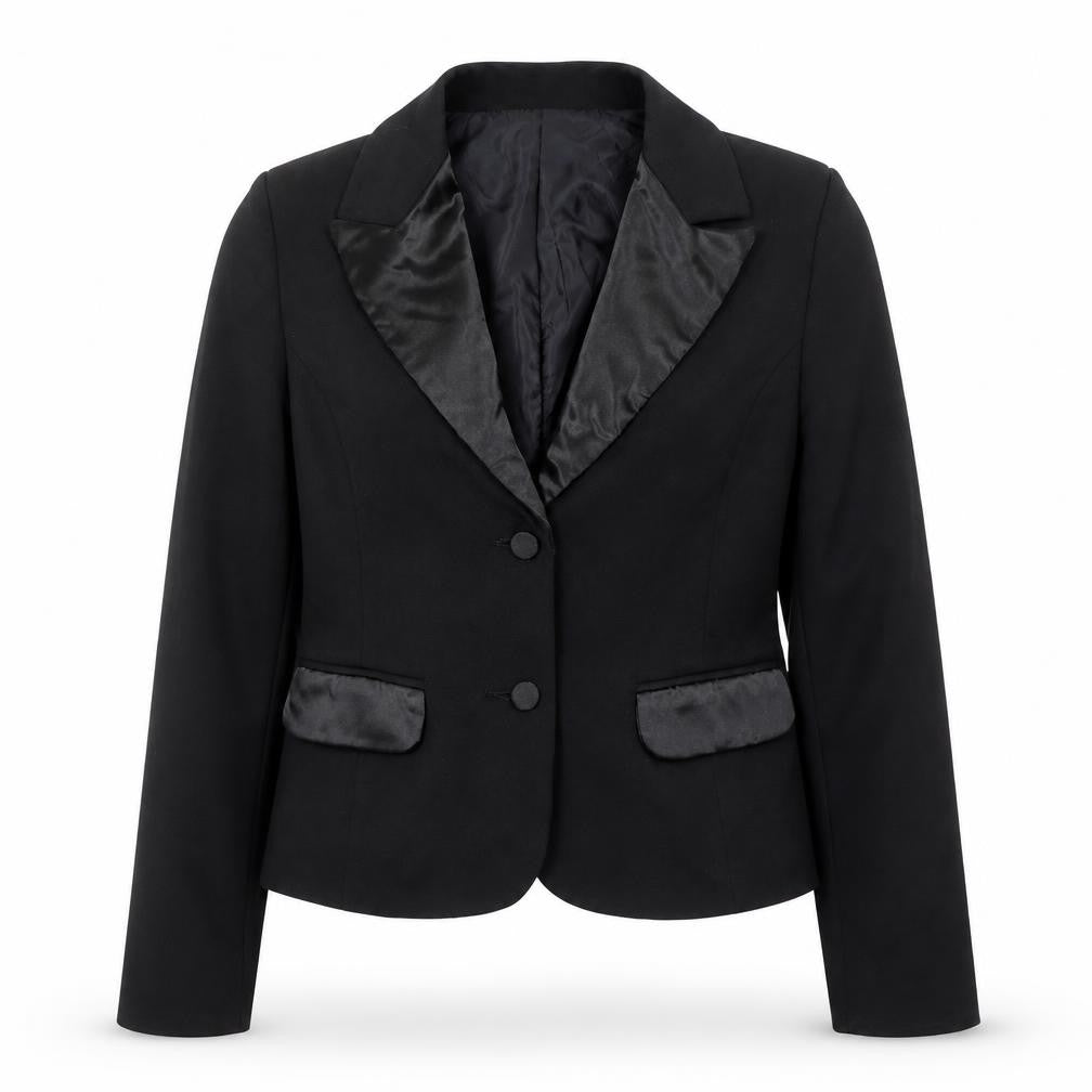 Miss Grant Girls Black Satin Lapel Cropped Blazer Jacket Size 146/152