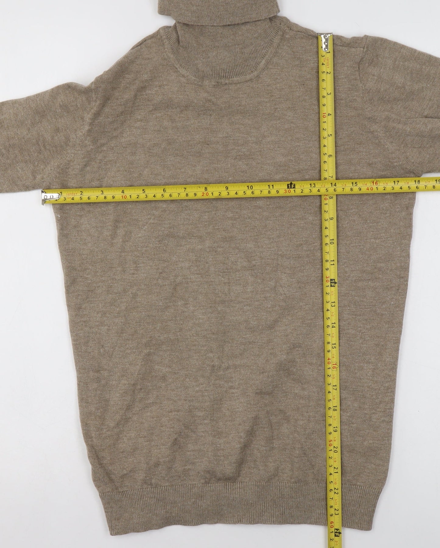 OBJECT Women's Beige Roll Neck Knit Jumper XL