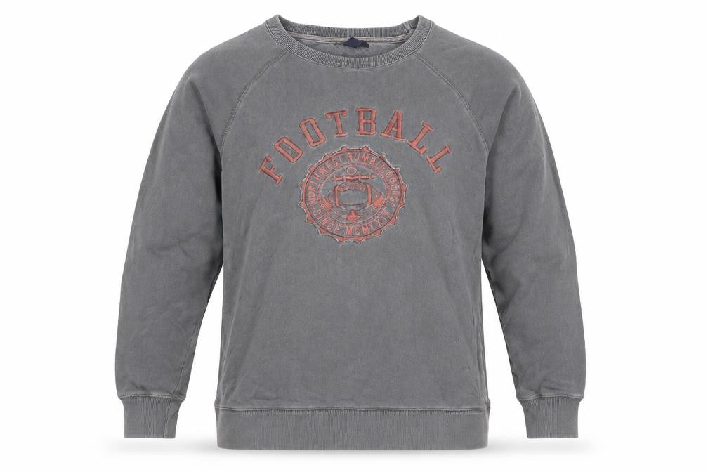 Front view of GapKids boys’ grey football graphic cotton sweatshirt 13-14 years