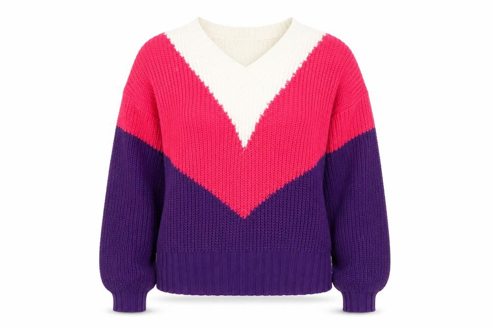 QED London Women's Multicoloured V-Neck Knit Jumper Size M
