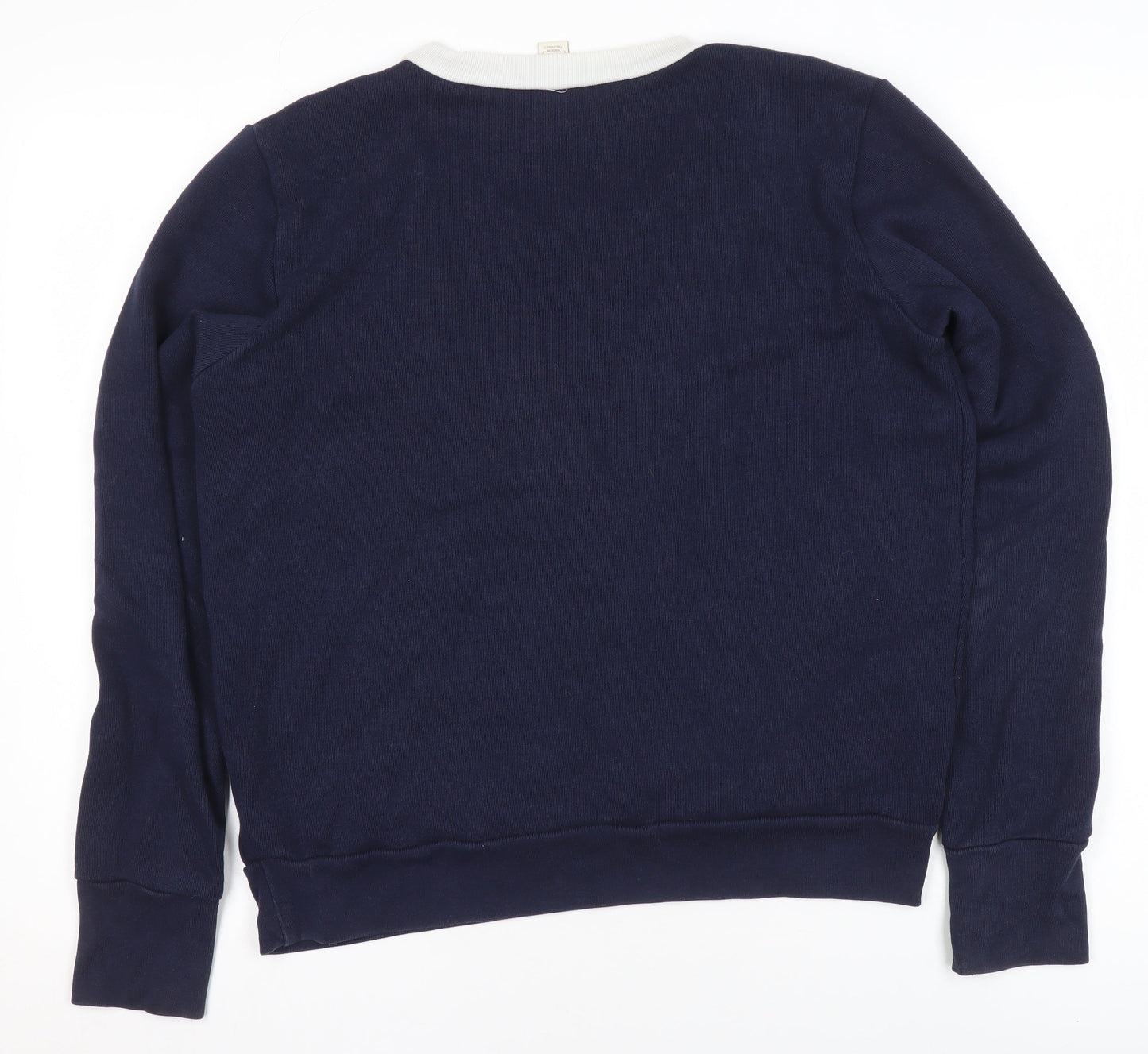 J.Crew Womens Navy Blue White V-Neck Pullover Sweatshirt Size M