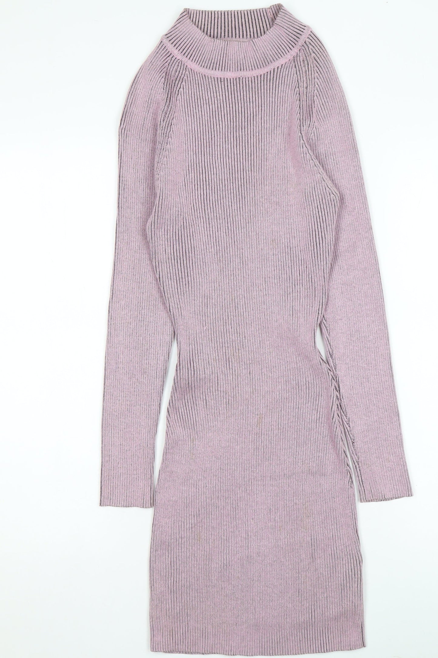 Missguided Women Purple Knit Bodycon Long Sleeve Dress UK 8