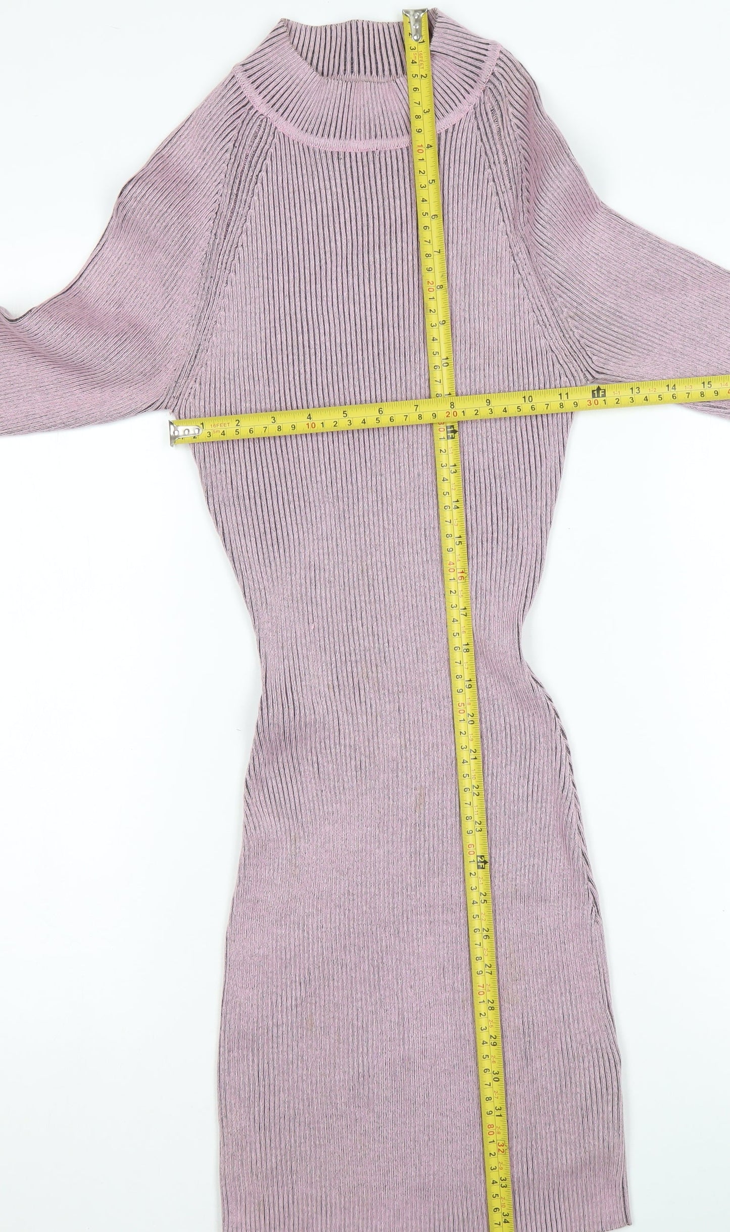 Missguided Women Purple Knit Bodycon Long Sleeve Dress UK 8