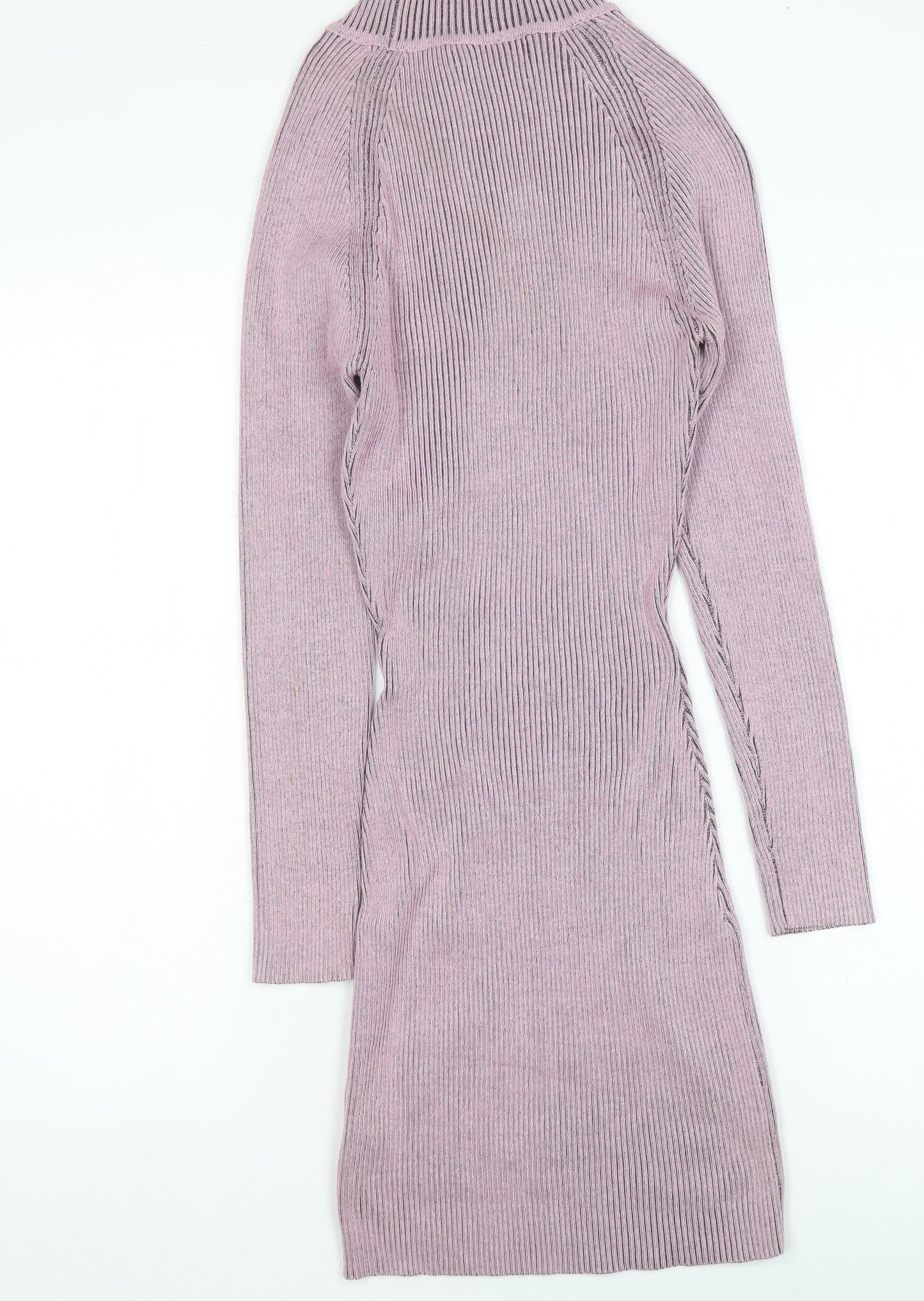 Missguided Women Purple Knit Bodycon Long Sleeve Dress UK 8