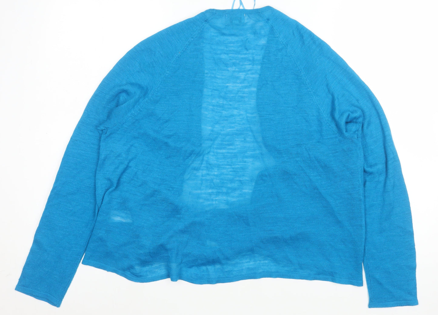 Monsoon Women’s Blue Linen Blend Open Front Lightweight Jacket Size L