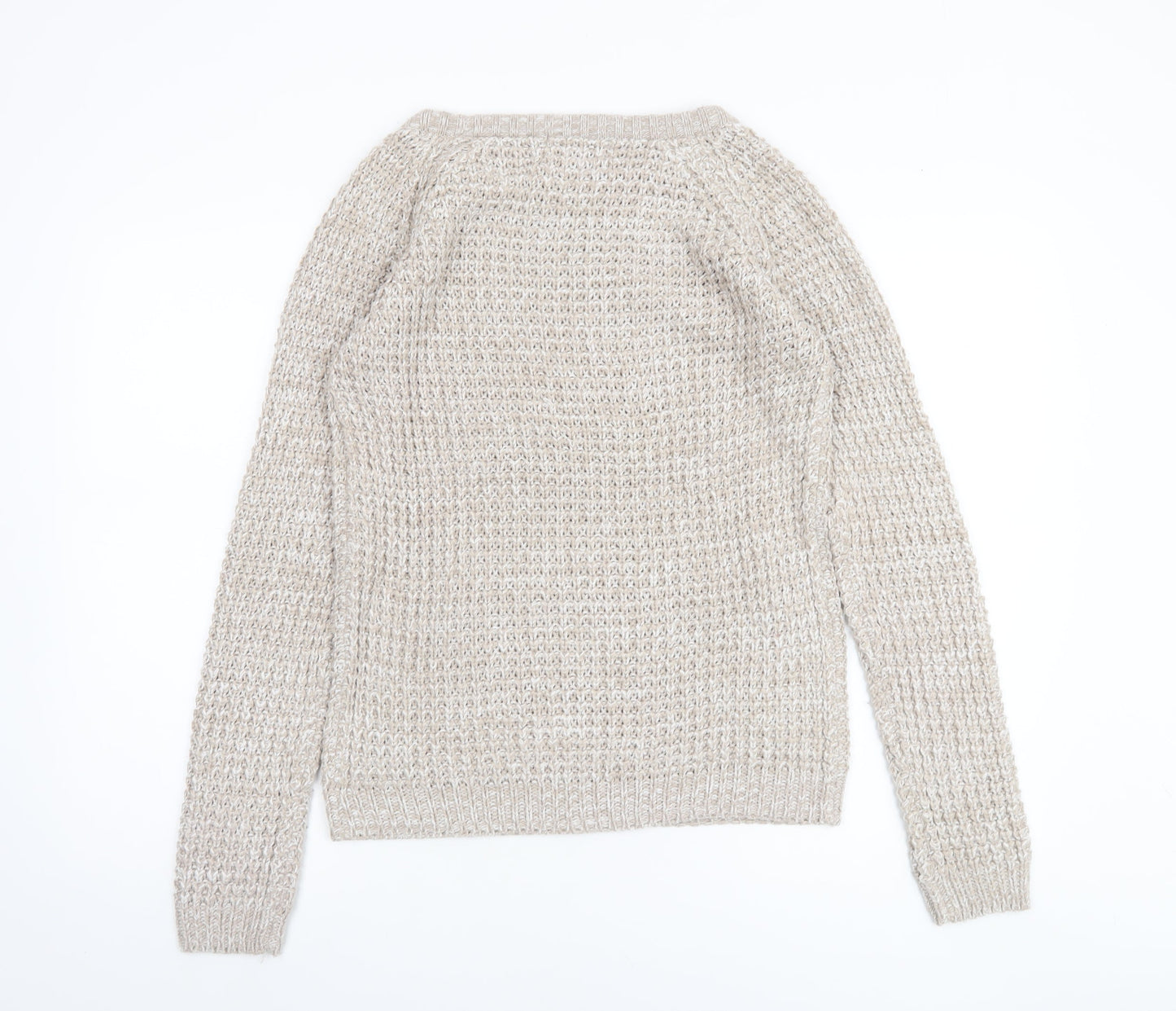 Miss Accessory Women’s Beige Chunky Knit Crew Neck Jumper Size M