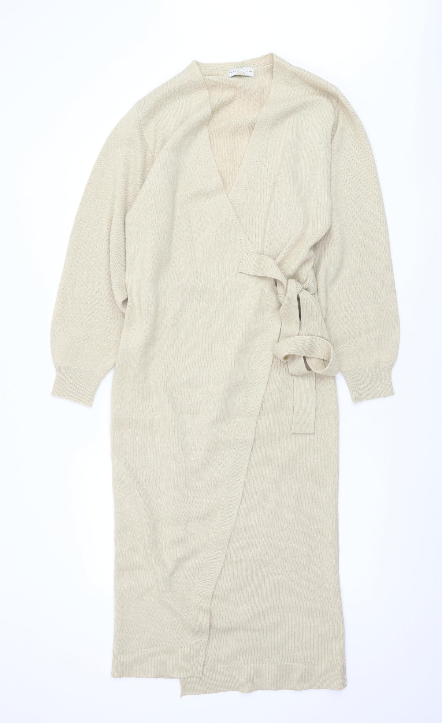 Pretty Lavish Women’s Beige Knit Midi Wrap Dress Size S
