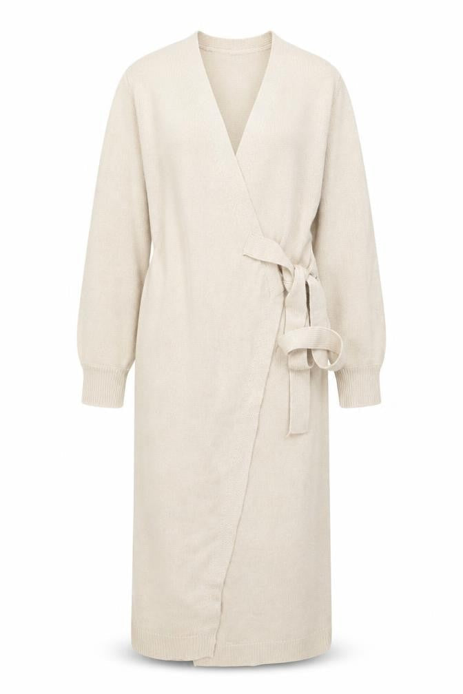 Pretty Lavish Women’s Beige Knit Midi Wrap Dress Size S
