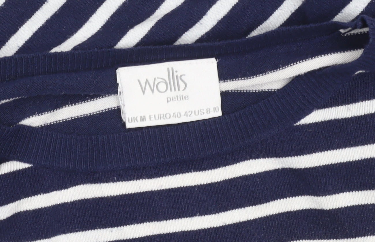 Wallis Petite Women's Blue Striped Crew Neck Long Sleeve Pullover Jumper M