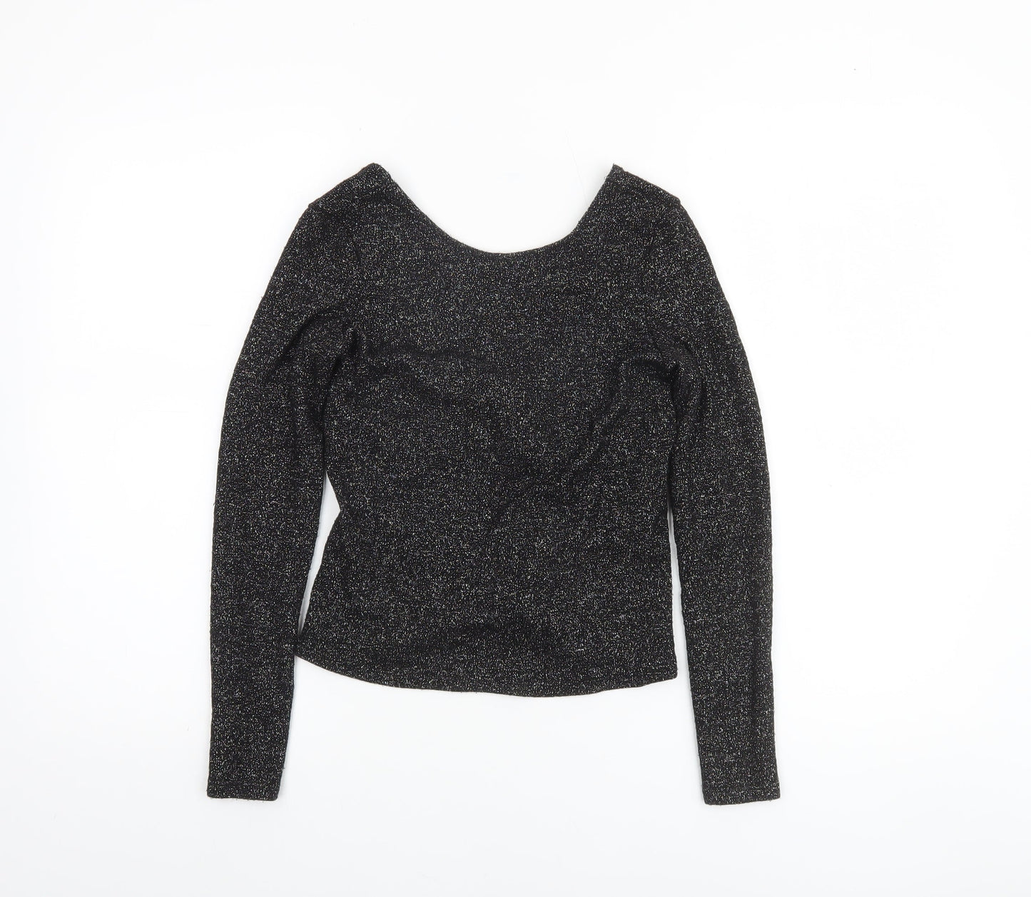Zara Women Black Glitter Slim Pullover Jumper XS