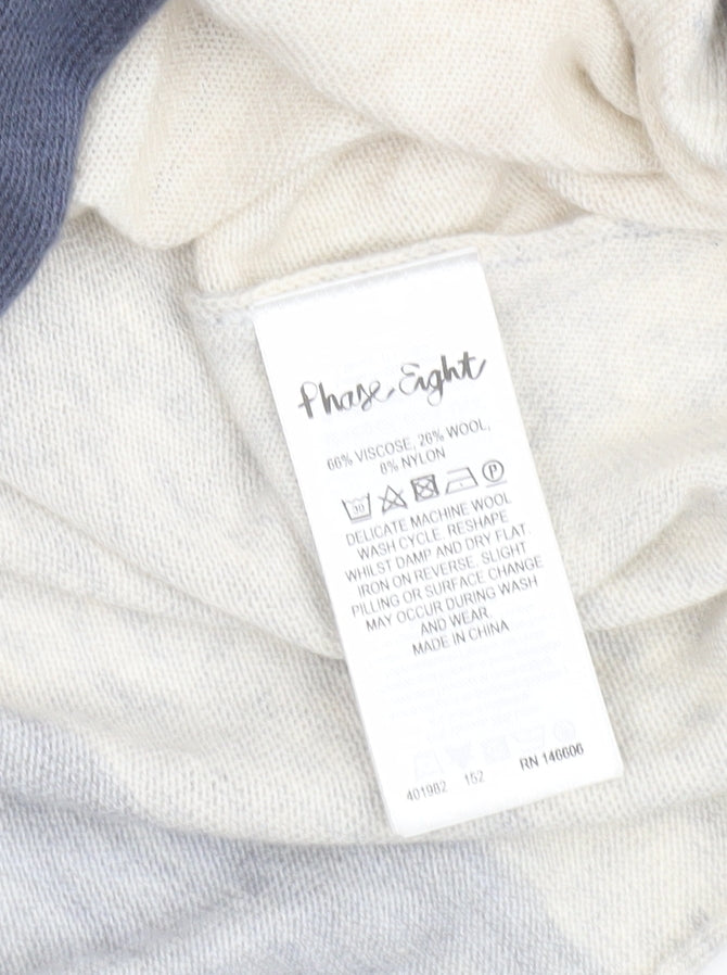 Phase Eight Women's Blue Grey Beige Block Pullover Jumper Size S