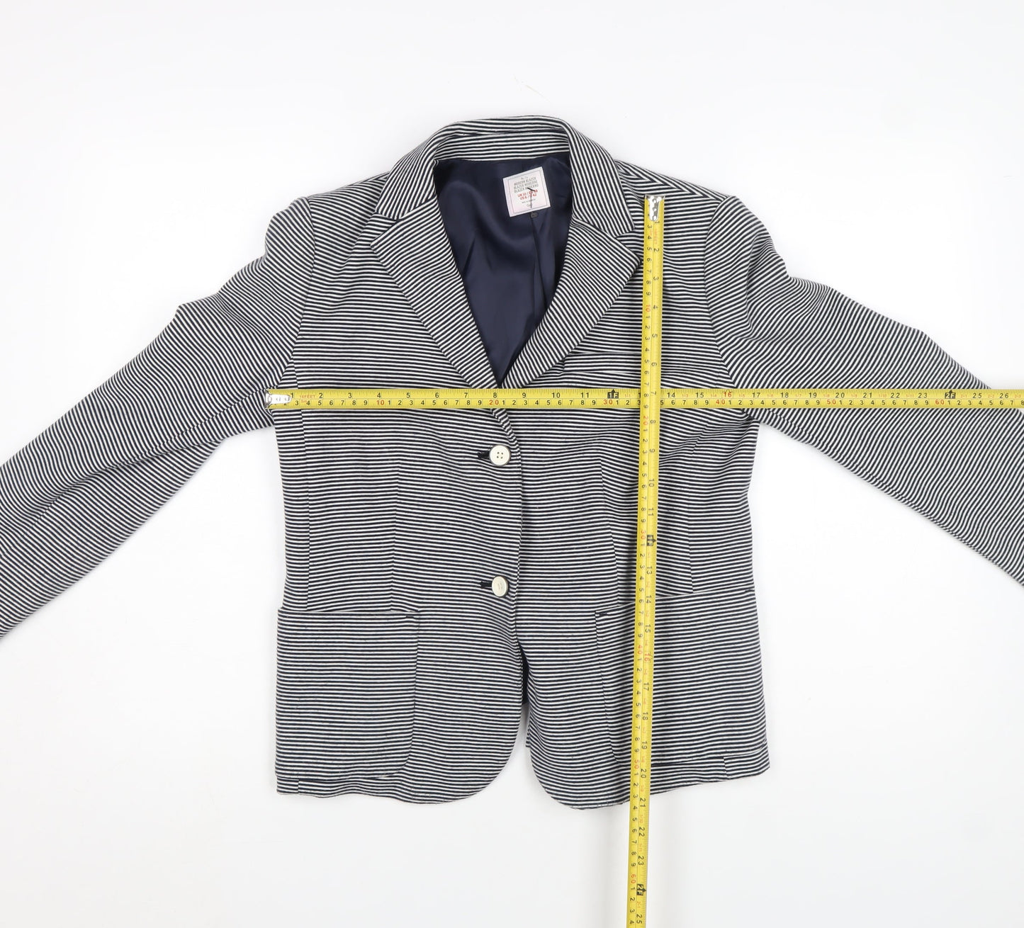Gap Women’s Navy Striped Modern Blazer UK 10 Cotton Blend Jacket
