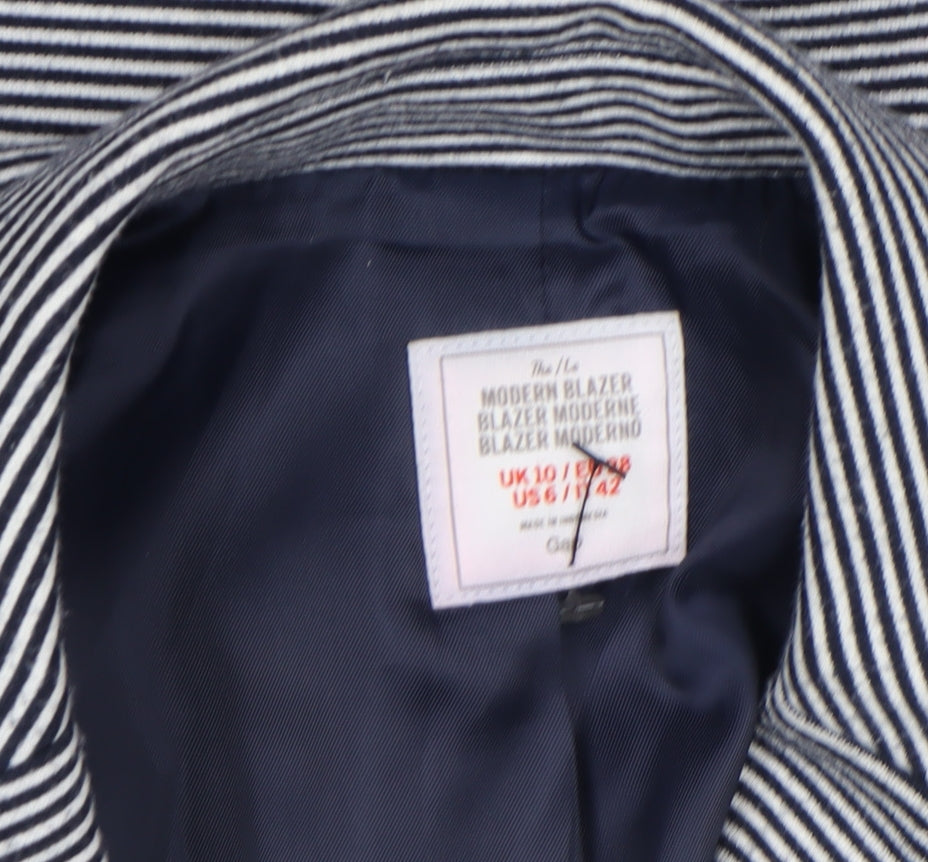 Gap Women’s Navy Striped Modern Blazer UK 10 Cotton Blend Jacket