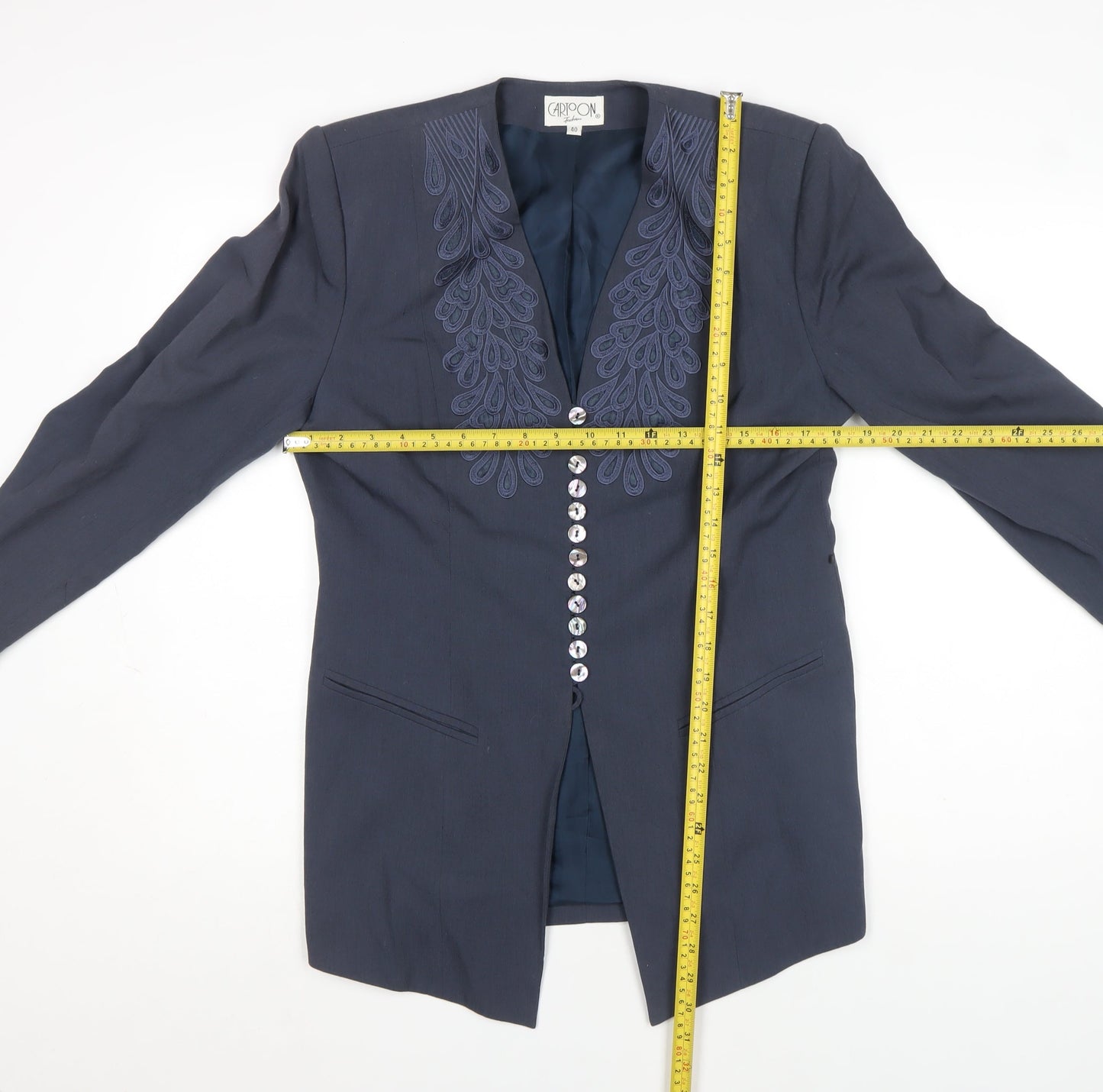 Cartoon Fashion Women's Blue Size 12 Long Tailored Blazer Jacket