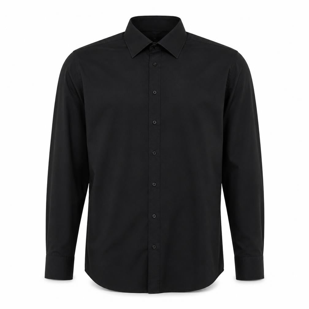 Guide London Men's Black Long Sleeve Formal Dress Shirt Size L