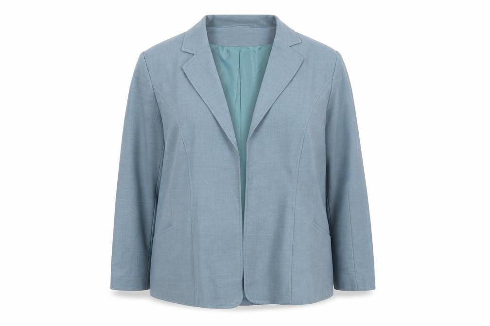 EWM Women Blue Size 20 Regular Fit Notch Lapel Lined Blazer