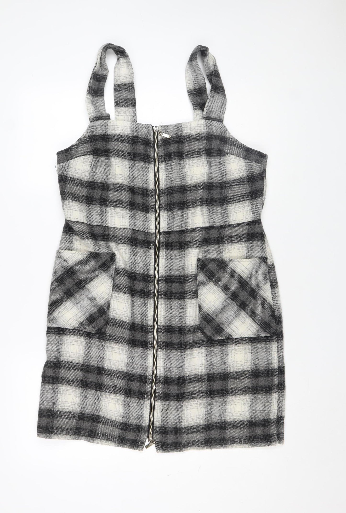 Therapy London Women's Grey Check Pinafore Dress Size 14