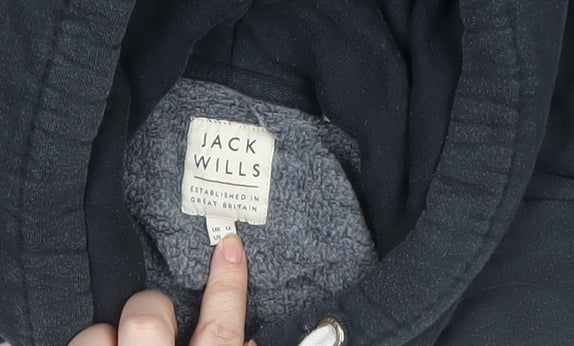 Womens UK 12 Regular Jack Wills Blue Pullover Hoodie