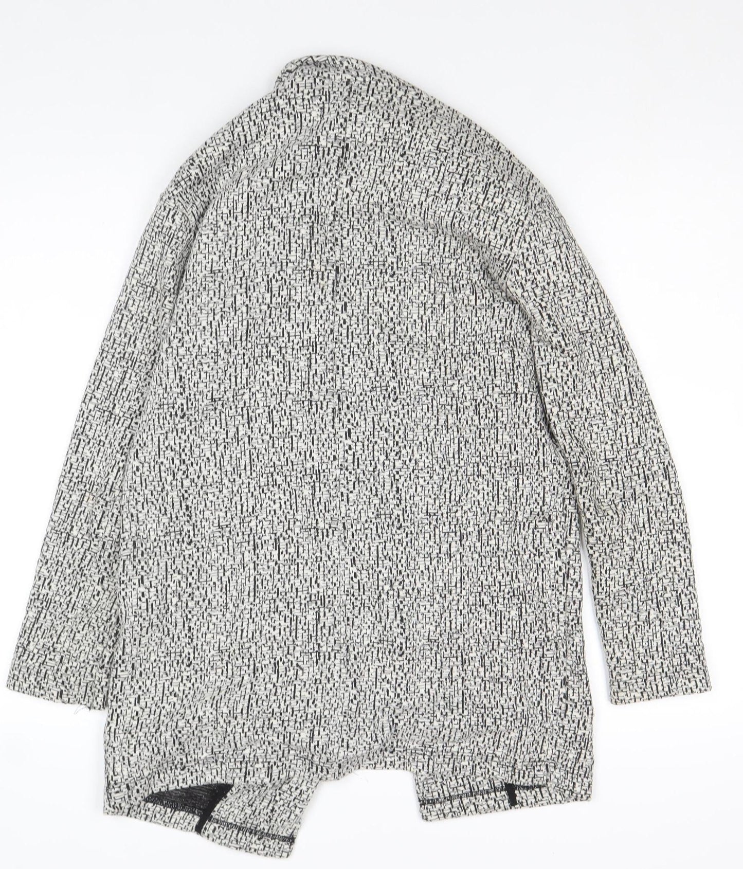 Miss Selfridge Women’s Black & White Tweed Coatigan Size 10 Longline Jacket