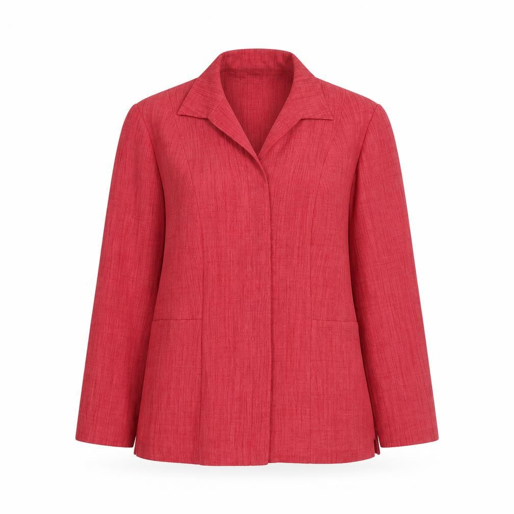 Classics Women's Red Collared Long Sleeve Blouse Size L