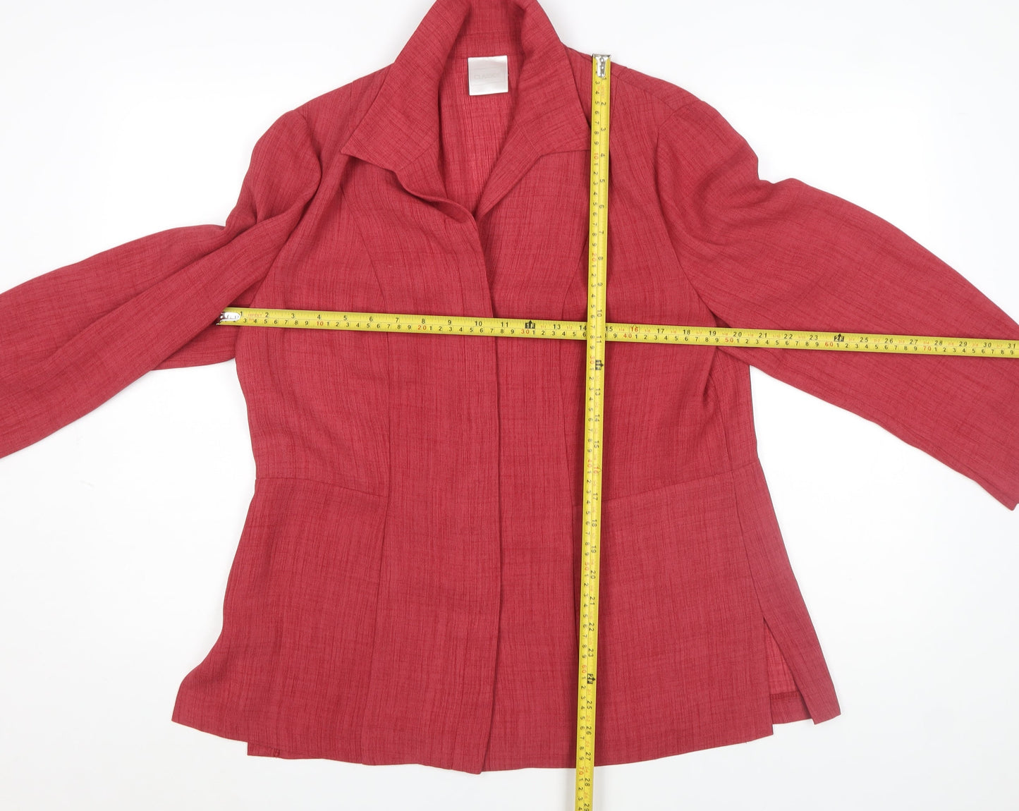 Classics Women's Red Collared Long Sleeve Blouse Size L